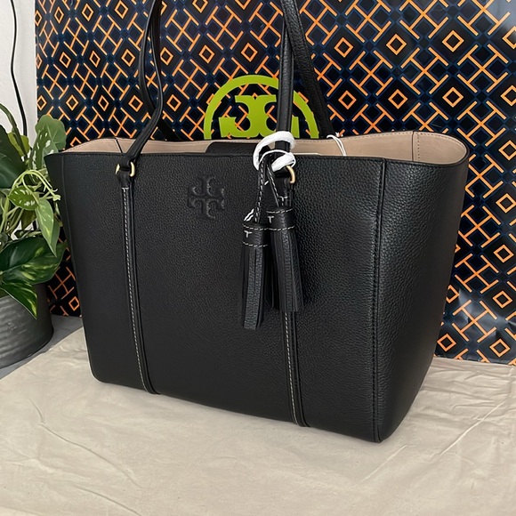 New✨ authentic tory burch thea large tote bag in black - Picture 4 of 16